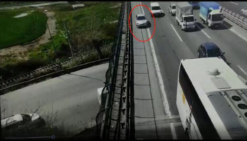 Emniyet şeridini ihlal eden sürücü drone ile yakalandı