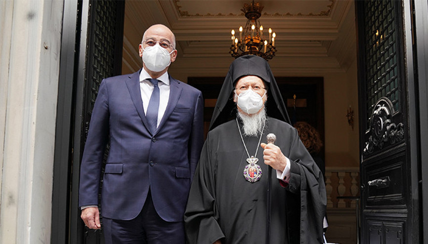 Yunanistan Dışişleri Bakanı Dendias, Bartholomeos ile görüşüyor