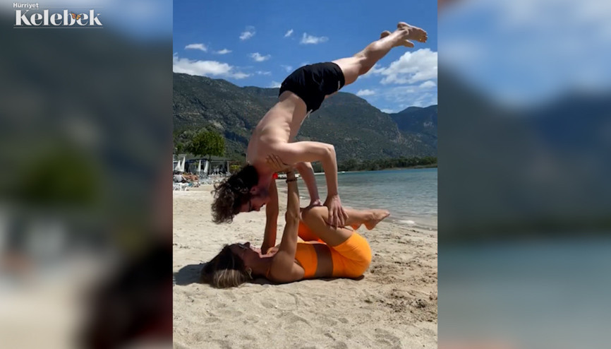 Zeynep Tokuş ile Boran Kuzumdan acro yoga denemesi