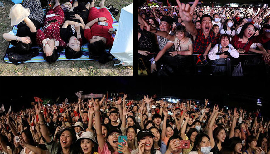 Wuhanda hayat normale döndü: Binlerce kişi ile müzik festivali yapıldı
