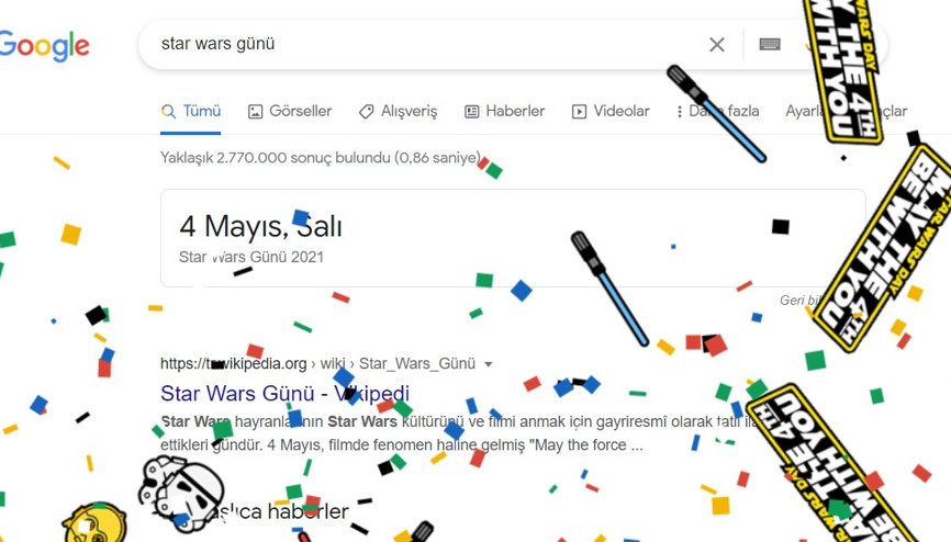 4 Mayıs Star Wars günü için Googledan özel kutlama