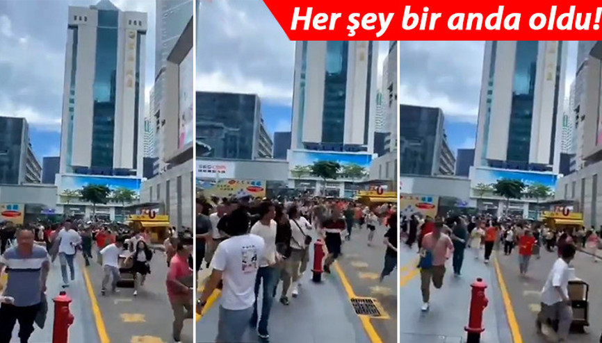 Çinde akılalmaz olay... Dev gökdelen bir anda sallanmaya başladı, panik anları kameraya yansıdı