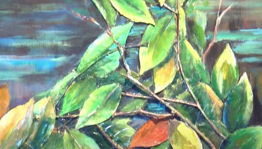 Yaprak ve ağaçlar, tuvale dönüştü