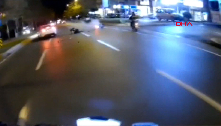 Beşiktaştaki motosiklet kazası kask kamerasında