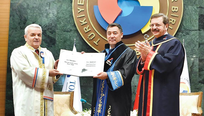 Kırgızistan Cumhurbaşkanı’na TOBB ETÜ’den fahri doktora