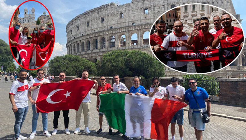 Son dakika: EURO 2020de Türkiye - İtalya maçı öncesi Romada Türkiye çılgınlığı