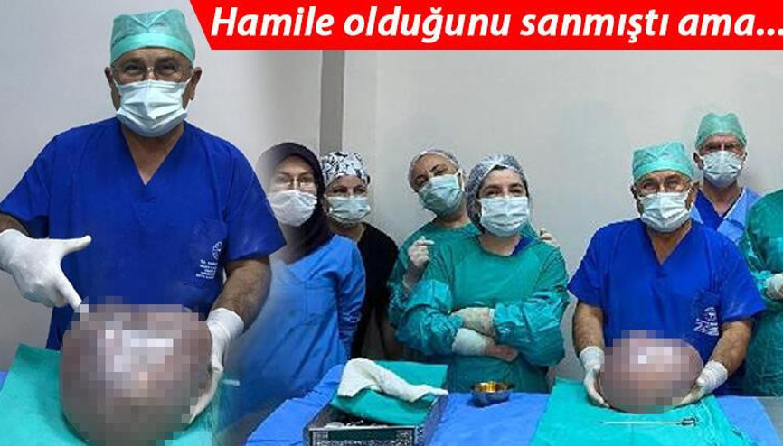 Hamile olduğunu düşünen kadının karnından 6 kilo 400 gram kitle çıktı Hamile olduğunu düşünen kadının karnından 6 kilo 400 gram kitle çıktı