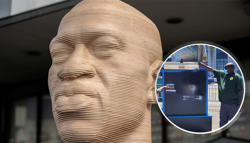 New Yorkta çirkin görüntü... George Floydun heykeline saldırdılar New Yorkta çirkin görüntü... George Floydun heykeline saldırdılar