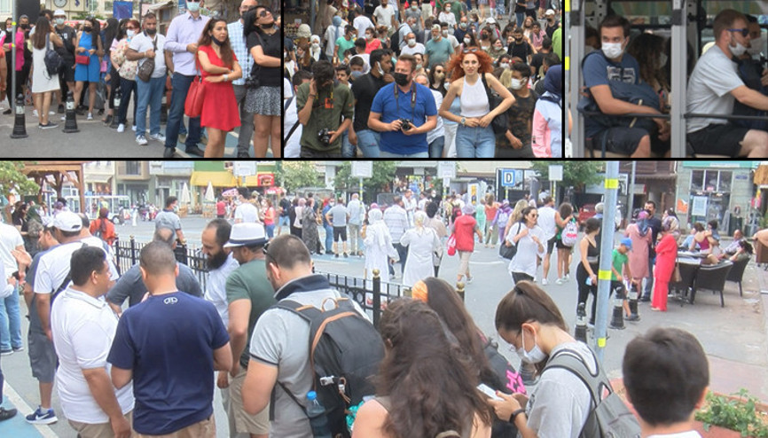 Yer: Büyükada... Kısıtlamasız ilk pazar günü akın ettiler, elektrikli araçlar önünde metrelerce kuyruk oldu