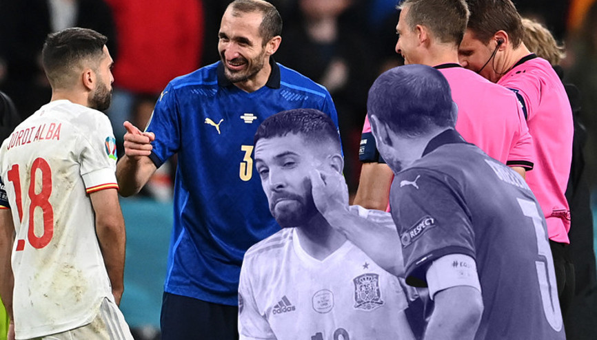 Giorgio Chiellini ve Jordi Alba arasında penaltı öncesi yaşananlar...