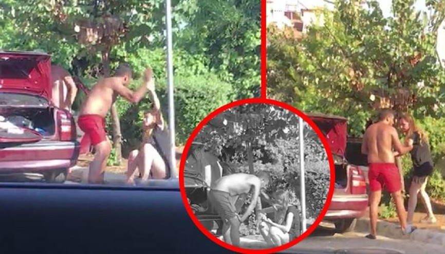 Marmaris’te yeni evli çiftin sokak ortasında kavgası kameralara takıldı