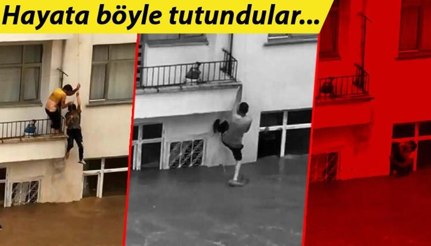 Arhavideki selde mahsur kalan çiftin zorlu kurtuluşu kamerada