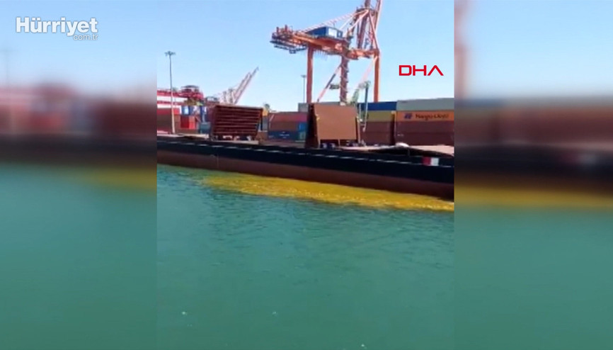 Mersin Limanında gemiden denize paslı su boşaltılmasına tepki