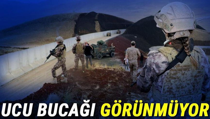 Sınırdaki güvenlik önlemi ve duvar örme çalışmaları havadan görüntülendi