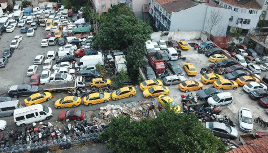 Polis denetimleri artırınca... Yediemin otoparkları taksilerle doldu
