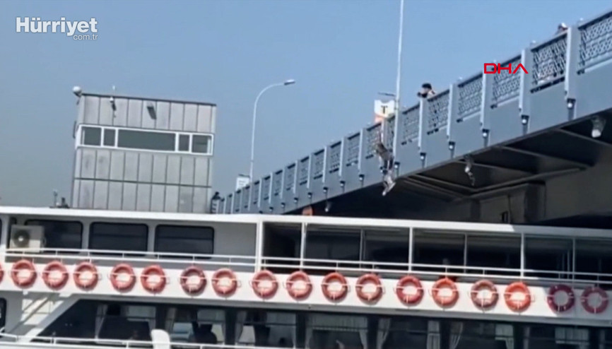 Tık uğruna Galata Köprüsünden gemiye atlayan fenomen gözaltına alındı