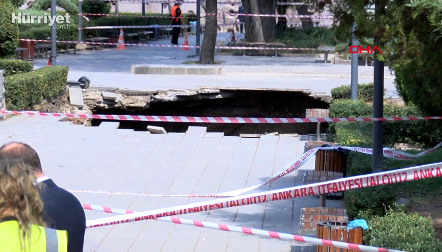 Güvenparkta göçük meydana geldi