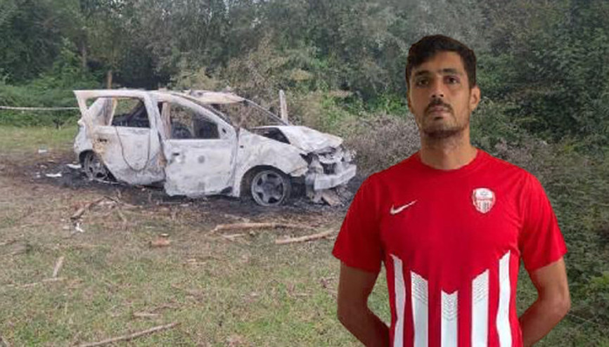 Amatör futbolcu, yanan aracında ölü bulundu