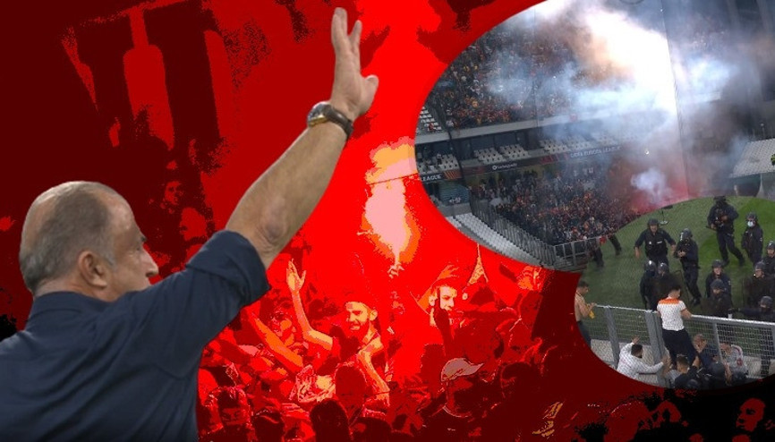 Marsilya - Galatasaray maçında tribünler karıştı