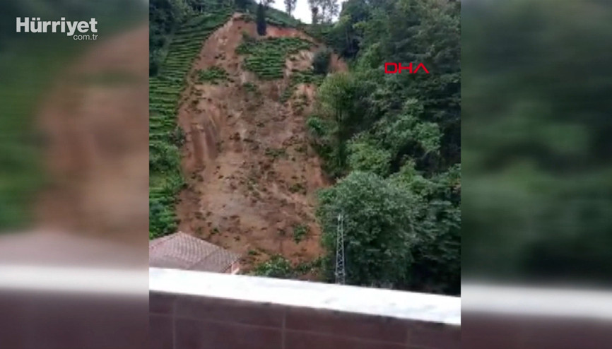 Rizede heyelan anı kamerada