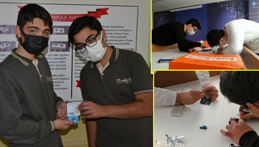 Lise öğrencileri görme engelliler için para tanıma cihazı yaptı