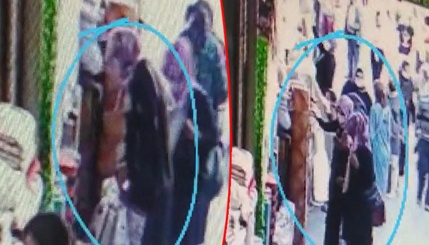 2 kadının battaniye hırsızlığı kamerada