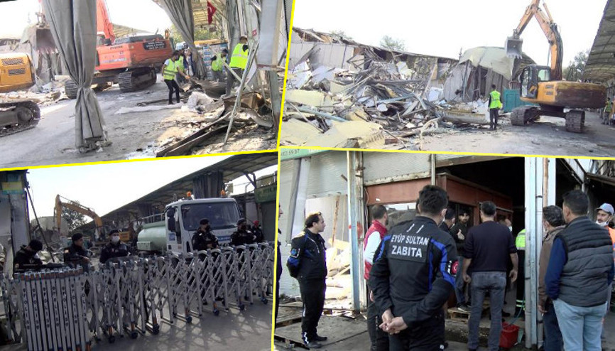 Rami Kuru Gıda Halinde gergin yıkım devam ediyor