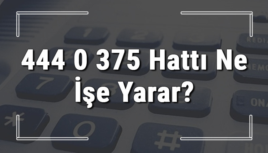 444 0 375 neyin numarası, hangi durumlarda aranır ve ne işe yarar 444 0 375 hattı saatleri nedir ve ücretli midir