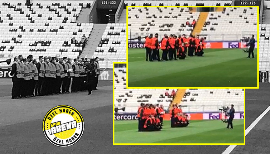 Vodafone Parkta ilginç görüntü Güvenlikler futbolcu gibi seremoniye çıktı ve...
