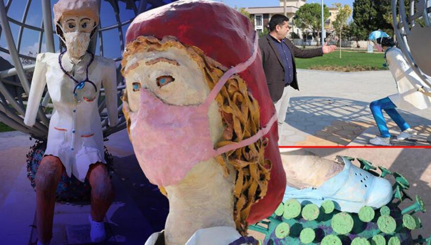 Denizlide sağlıkçılara ithafen yapılan heykeller tartışma yarattı Denizlide sağlıkçılara ithafen yapılan heykeller tartışma yarattı