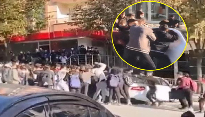 Beylikdüzünde lise öğrencileri sokak ortasında birbirlerine kemerlerle saldırdı