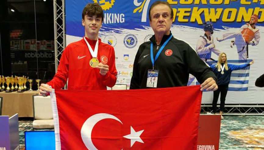 Yiğithan Kılıç, Avrupa Gençler Tekvando Şampiyonasında altın madalya kazandı