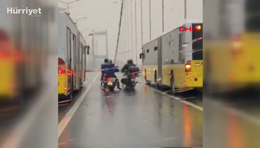15 Temmuz Şehitler Köprüsünde otobüs şoförleri motosikletlileri lodostan böyle korudu