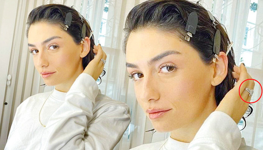 Hazar Ergüçlü tektaşı taktı