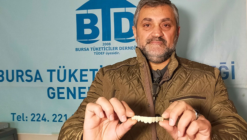 İnternetten diş protezi sipariş verdi Kullanılmış plastik ürün geldi