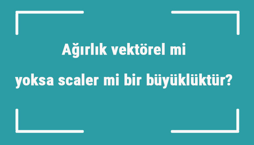 Ağırlık vektörel mi yoksa scaler mi bir büyüklüktür
