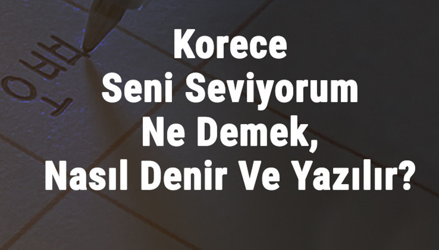 Korece Seni Seviyorum Ne Demek, Nasıl Denir Ve Yazılır Korece Seni Seviyorum Kelimesinin Okunuşu Nedir