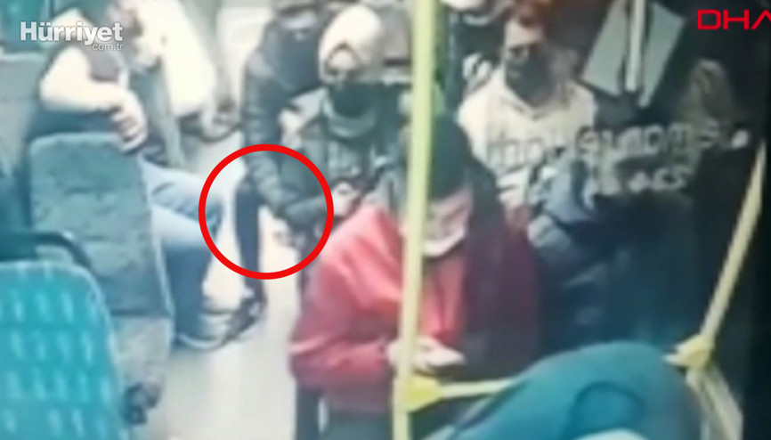 Otobüste cüzdanın çalınma anı kamerada