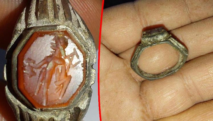 Orduda lahit mezar bulunan bölgede Hermes figürlü yüzüğe ulaşıldı