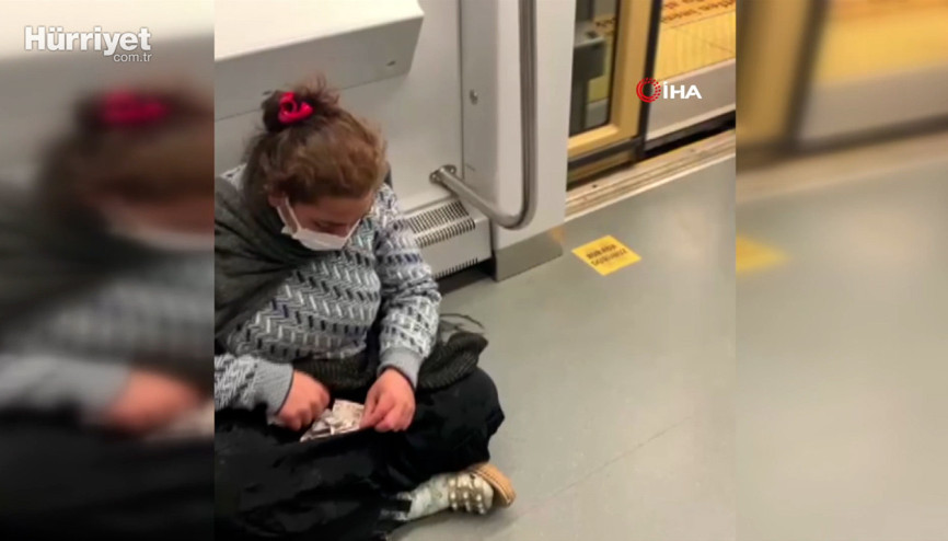 Metroda dilenci şaşkınlığı: herkesin içinde paraları saydı
