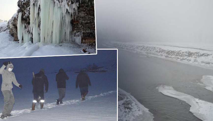 Ağrı’da dere ve göller buz tuttu, 5 metrelik buz sarkıtları oluştu