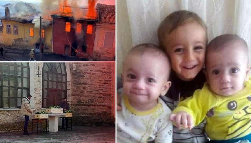 İzmirdeki yangın faciasında hayatını kaybeden üç kardeş, aynı mezara defnedildi