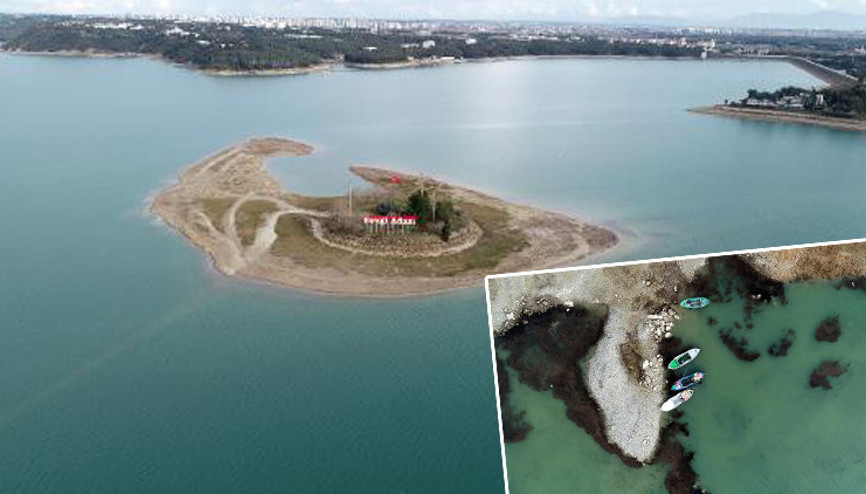 Seyhan Baraj Gölünün seviyesi yükseldi Sevgi Adası’nın yolu suya gömüldü