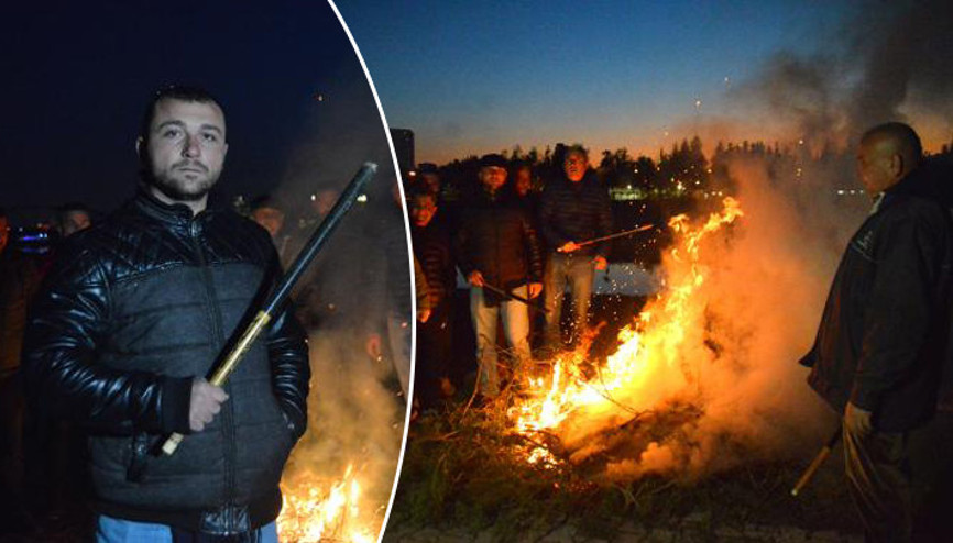 Seyhan Nehri kıyısında sopalı ‘korkuluk’ nöbeti