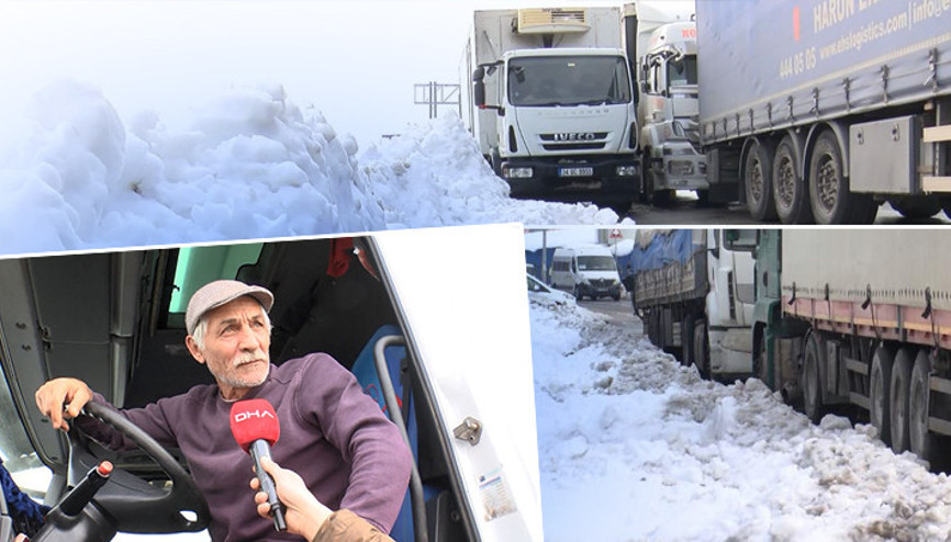 Hadımköyde TIRların kar bekleyişi sürüyor
