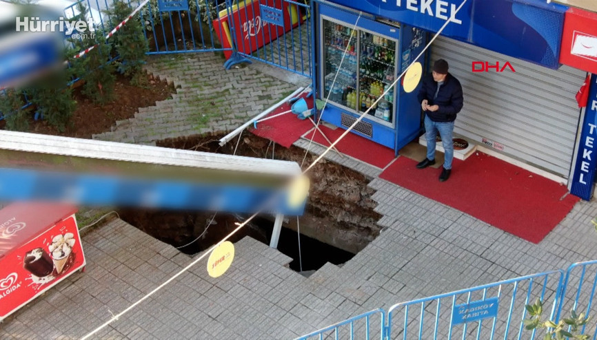 Çökmede çukura düşen iş yeri sahibi telefonla konuşuyordum, dolapla birlikte düştüm