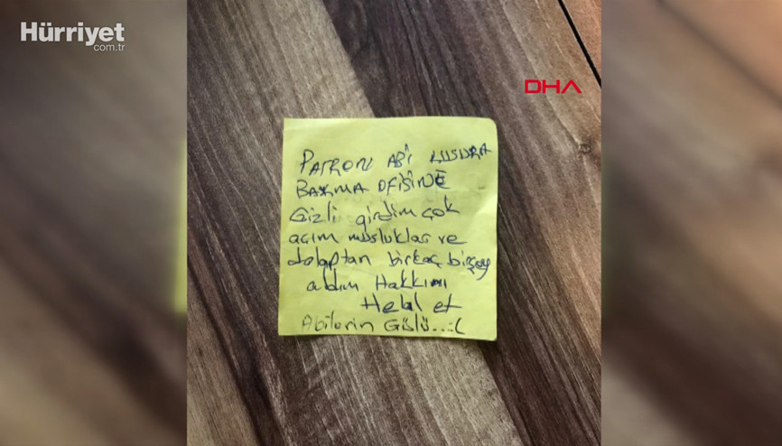 Hırsızdan iş yeri sahibine not: hakkını helal et abilerin gülü Hırsızdan iş yeri sahibine not: hakkını helal et abilerin gülü