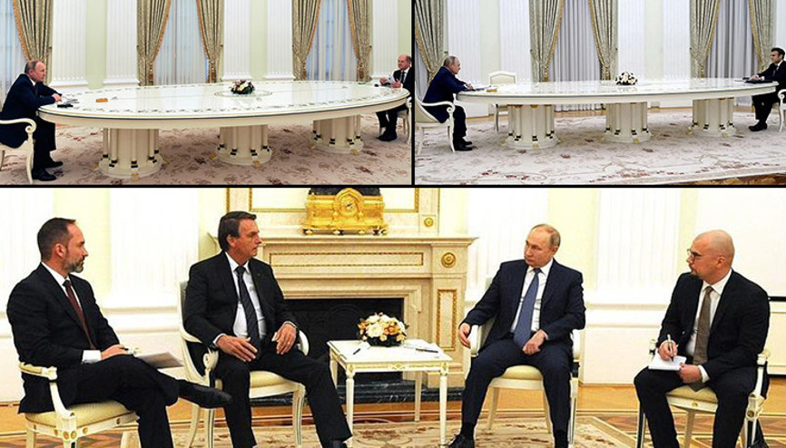 Putin masayı küçülttü Bolsonaro görüşmesinde dikkat çeken kareler