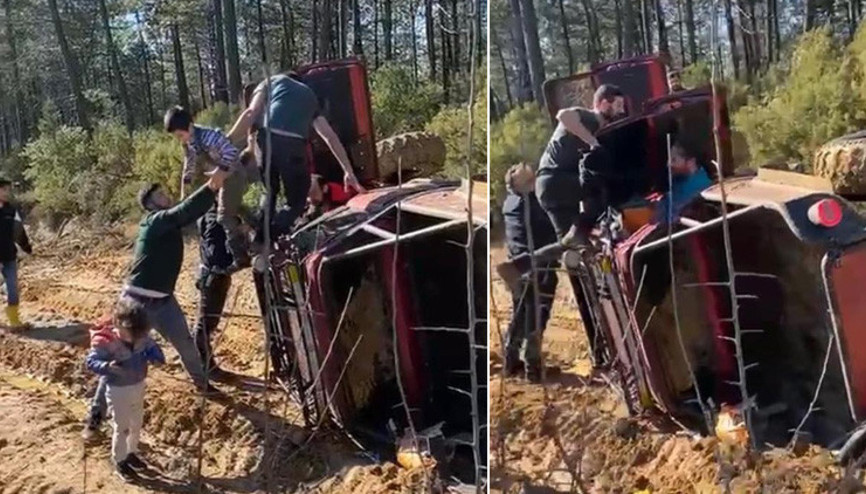 Pendikte Off-Road aracı devrildi, çocuklar böyle kurtarıldı