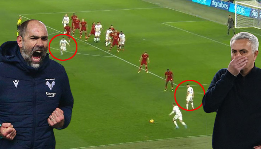Verona - Roma maçında Igor Tudorun öğrencilerinden müthiş organizasyon Mourinho çılgına döndü, kırmızı gördü